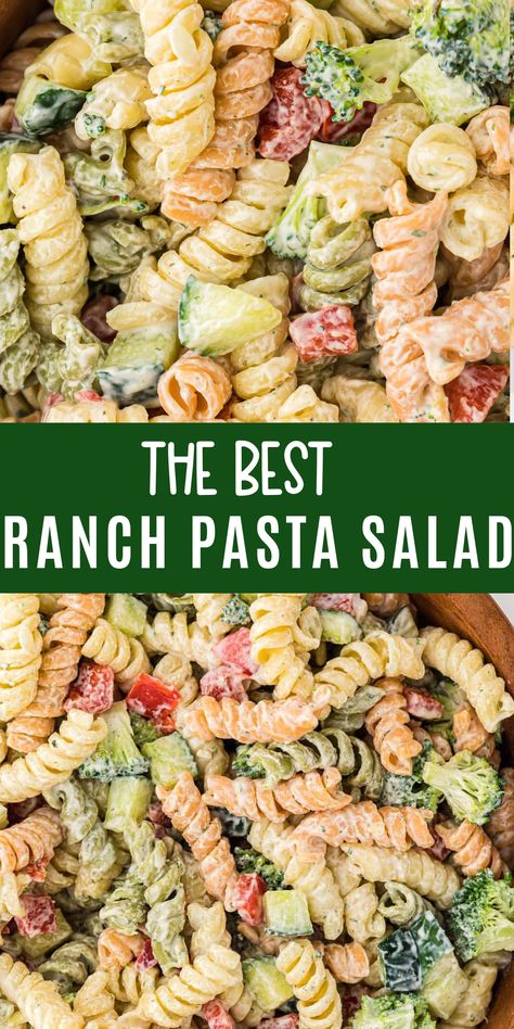 Summer Pasta Salad Recipes, Vegan Pasta Salad, Cold Pasta Salad Recipes, Creamy Ranch, Ranch Pasta Salad, Ranch Pasta, Easy Pasta Salad Recipe, Cold Pasta Salad, Summer Pasta Salad