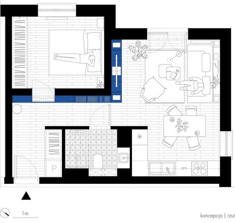 Small Apartment Layout, Condo Floor Plans, Flat Plan, Studio Floor Plans, 3d Floor Plans, Small Floor Plans, Small Cottages, Apartment Floor Plan, Architectural Floor Plans