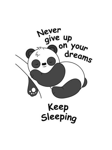 Illustration Quotes Funny, Panda Quotes, Sleeping Funny, Choti Diwali, Cute Panda Drawing, Panda Day, Sleeping Panda, Cute Animal Quotes, Happy Panda