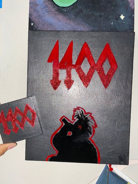 G59 Canvas Painting, 1400 Tattoo, 1400 Trippie Tattoo, 1400 Trippie, Trippie Red Tattoo Ideas, Red Paintings Canvas, Trippie Red Wallpaper Aesthetic, Trippie Red Cartoon, Trippie Red Painting