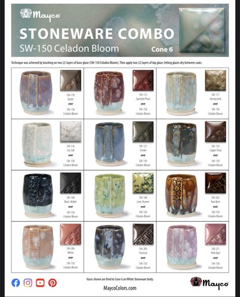 Mixing Glazes Ceramics, Archie’s Base Glaze Combinations, Mayco Glaze Combinations Cone 6 Galaxy, Ancient Jasper Glaze Combos, Amaco Purple Crystal Glaze Combinations, Cone 10 Oxidation Glazes, Mayco Glaze, Clay Classes, Glaze Combinations