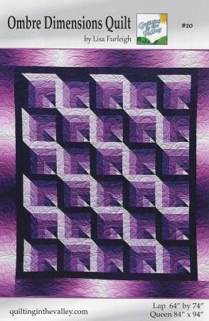 Ombre Dimensions Quilt Pattern by Quilting In The Valley 3d Quilts Optical Illusions Free Pattern, Escher Quilt Patterns Free, Free Bargello Quilt Patterns, Ombré Quilt, Ombre Quilts, Fast Quilts, Quilting Hacks, Optical Illusion Pattern, Graduation Quilt