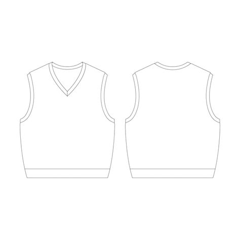 Blank Clothes Template, Sweater Vest Design, Vest Sketch Design, Mock Ups Clothing, Vneck Sweater Vest Outfit, Blank Clothing Template, Sweater Vest Drawing, Clothe Template, Vest Technical Drawing