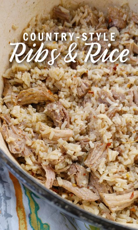 Southern Cooked Meals, Rice And Ribs, Southern Style Pork Ribs, Recipes Using Country Style Pork Ribs, Pork Roast And Rice, Recipes For Country Style Ribs, Sunday Southern Dinner Ideas, Recipes With Country Style Ribs, Country Style Ribs And Rice