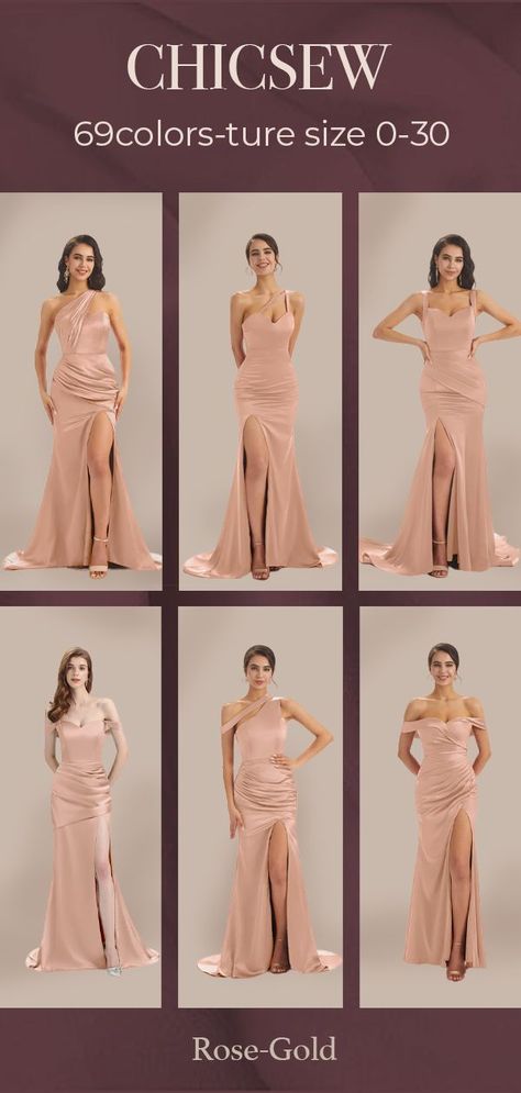 Rose Gold Bridesmaid Dress Long, Gold Satin Bridesmaid Dresses, Rose Gold Bridal Party, Rose Gold Long Dress, Rose Gold Bridesmaid Dresses, Champagne Gold Bridesmaid Dresses, Rose Gold Party Dress, Rose Gold Wedding Dress, Gold Bridal Party