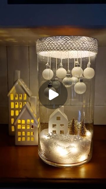 Diy Winter Wonderland Decorations, Crafters Companion Christmas Cards, Christmas Centerpieces Cheap, Christmas Tree Village Display, Advent Decorations, Christmas Tree Village, Winter Wonderland Decorations, How To Make Decorations, Christmas Centerpieces Diy