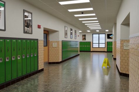 School Lockers Hallway, Bloxburg School, Highschool Musical, Classroom Decor Middle, School Hallway, School Building Design, School Background, Classroom Decor High School, Hallway Wallpaper