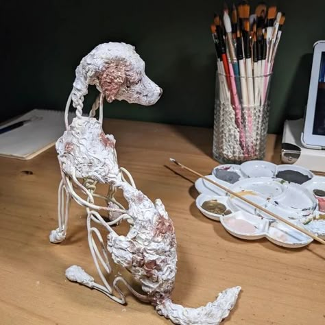 Sculpture Sprint: Complete an Air Dry Clay Project in 3 Days - Susie Benes Clay Dog, Paper Mache Animals, Air Dry Clay Projects, Sculpture Projects, Clay Crafts Air Dry, Creative Block, Dog Sculpture, Art Dolls Handmade, Clay Art Projects