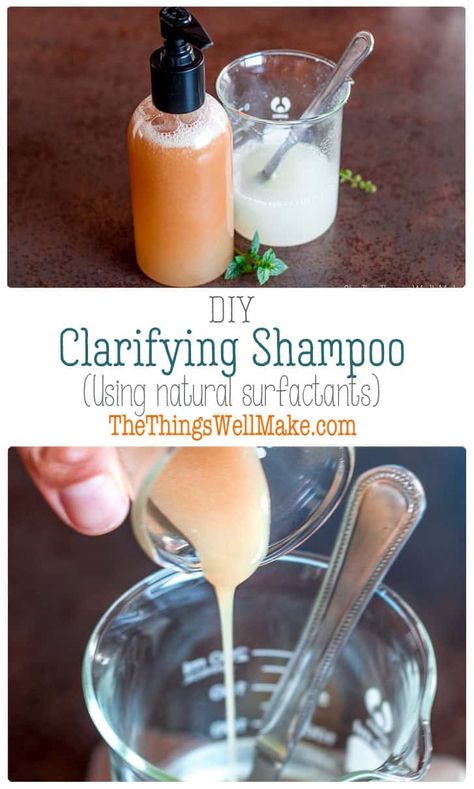 Acv Shampoo Recipe, Diy Shampoo Without Castile Soap, Clarifying Shampoo Diy, Diy Clarifying Shampoo, Natural Surfactants, Natural Shampoo Diy, Awapuhi Shampoo, Diy Shampoo Recipe, Clarify Hair