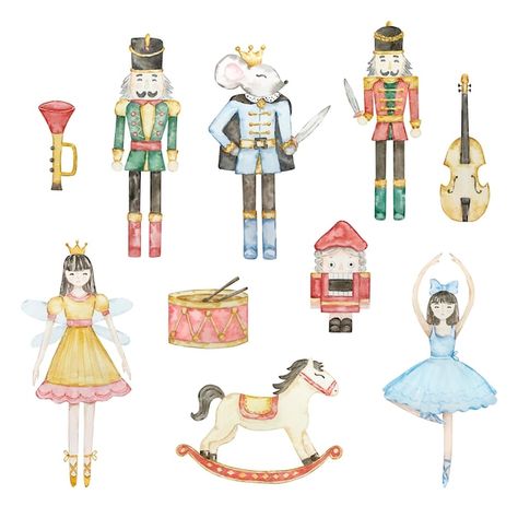 Natal, Watercolor Nutcracker, Christmas Soldiers, Mouse King, Christmas Clock, Motifs Textiles, Christmas Tree Clipart, Winter Clipart, Holiday Clipart