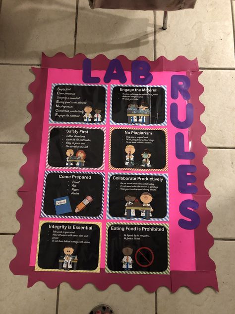 SCIENCE CLASSROOOM DECOR - LAB RULES POSTER Lab Safety Poster Project, Lab Rules Poster, Science Lab Safety Poster, Lab Safety Poster, Lab Rules, Science Lab Safety, Physics Lab, Safety Poster, Lab Safety