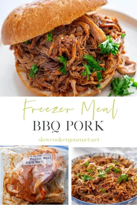 Pork Freezer Meals, Freezer Casseroles, Crock Pot Pulled Pork Recipe, Chicken Freezer Meals, Freezer Dinners, Freezer Friendly Meals, Freezable Meals, Freezer Meal Planning, Crockpot Pulled Pork