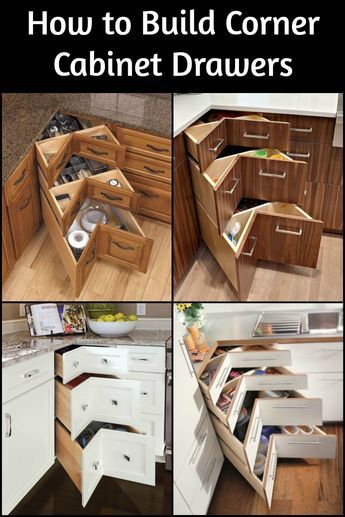 Diy Corner Cabinet, Drawer Ideas, Corner Drawers, Building Kitchen Cabinets, Corner Kitchen Cabinet, Kitchen Ideals, Kitchen Cabinet Drawers, Diy Apartment Furniture, Diy Kitchen Storage