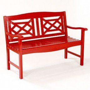 Front Porch Bench, Wooden Garden Chairs, Red Bench, Porch Bench, Wooden Garden Benches, Potting Bench, Backyard Inspiration, Wooden Garden, Garden Bench