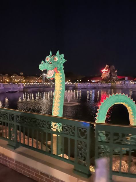 Make sure to say hi to this lego monster on your next trip to disney springs!🐉👋🏻 | lego | Disney springs | activities | things to | aesthetic | Disney Springs At Night, Disney Springs Aesthetic, Lego Monster, Disney Springs Orlando, Disney Bucket List, Legoland Florida, Disney Florida, Disney College, Disney Photo Ideas