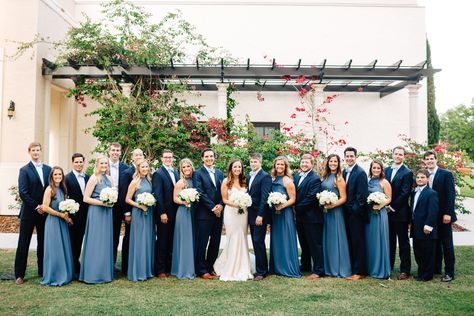 Light Navy Blue Bridesmaid Dresses, Slate Blue And Navy Wedding, Steel Blue And Navy Wedding Party, All Blue Bridal Party, Bridesmaid Dress With Navy Suit, Blue Bridesmaid Dresses With Groomsmen In Black, Steel Blue And Navy Wedding, Dusty Blue Bridesmaid Dresses Navy Suits, Steel Blue Bridesmaid Dresses Navy Suits