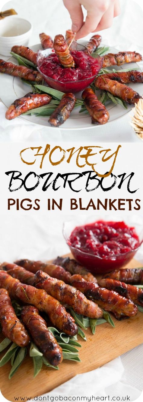 Pigs in blankets are an absolute classic, but once you try these Honey Bourbon Pigs in Blankets you'll never make regular ones again! #honey #bourbon #pork | www.dontgobaconmyheart.co.uk Balsamic Carrots Roasted, Homemade Sausage Rolls, Pigs In Blankets, Honey Mustard Dipping Sauce, Honey Bourbon, Homemade Sausage, Pigs In A Blanket, Roast Dinner, Sausages