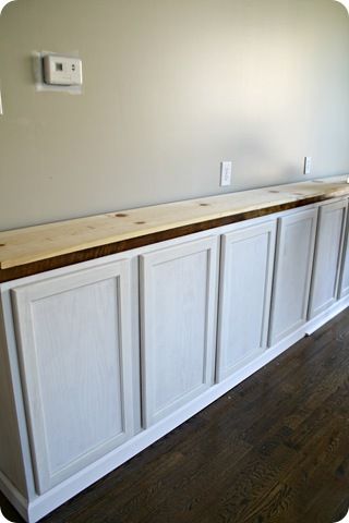 Dining Room Turned Library, Dining Room Built Ins, Built In Buffet, Thrifty Decor Chick, Dining Room Remodel, Thrifty Decor, Built In Bookcase, Built In Cabinets, Diy Desk