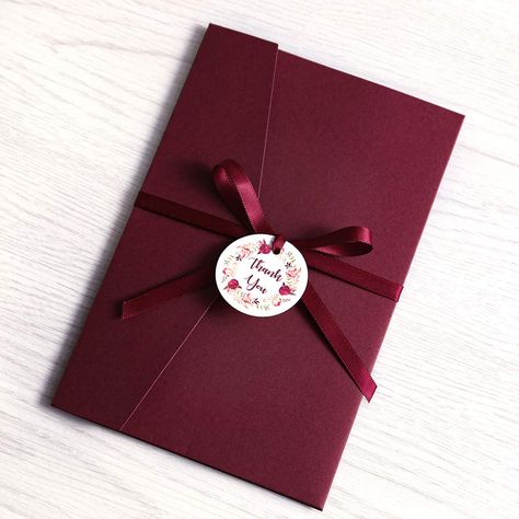 Bridal Shower Dinner Party, Invitation With Ribbon, Handmade Invitation Cards, Tri Fold Wedding Invitations, Bridal Shower Dinner, Burgundy Invitations, Wedding Invitation Kits, Handmade Envelopes, Pocket Wedding Invitations