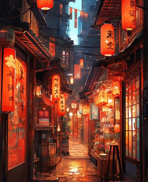 Japanese Town, Minecraft Anime, Neural Network, Japon Illustration, Japan Aesthetic, Aesthetic Japan, Ap Art, Japanese Aesthetic, Fantasy Art Landscapes