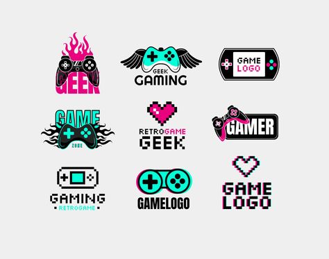 Gamers Logo Design, Pixel Logo Design Ideas, Joystick Logo, Gamer Logo Design, Arcade Logo, Logo Gamer, Gamer Logo, Pixel Logo, Podcast Logo