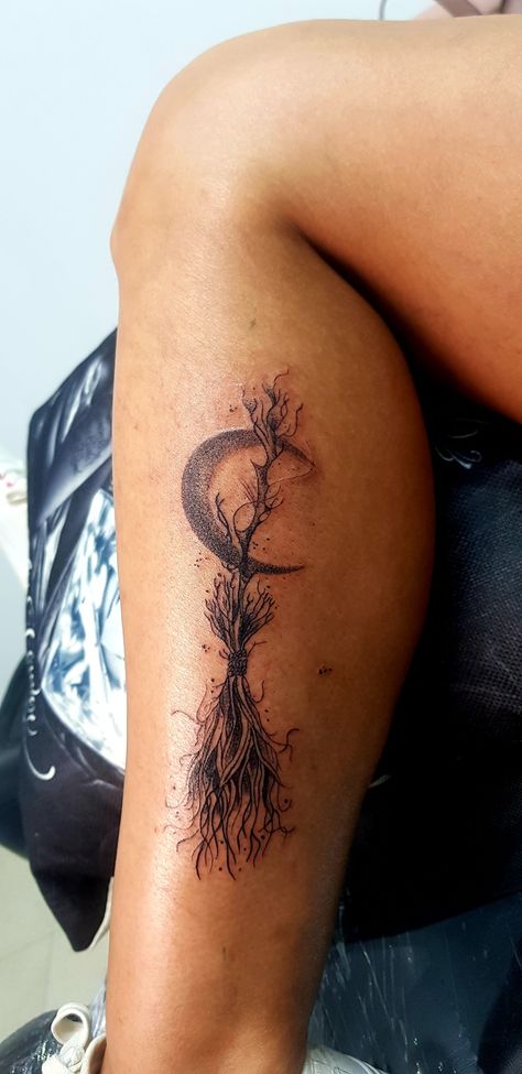 Elphaba Broom Tattoo, Witch Broom Tattoo, Broom Tattoo, Hey Soul Sister, Crystal Tattoo, Witch Broom, Soul Sister, Tattoo Work, Black Work