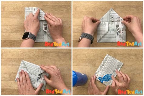 Newspaper Envelope Diy, Newspaper Envelope, Homemade Envelopes, Newspaper Flowers, Diy Newspaper, Envelope Pattern, Origami Videos, Origami Envelope, Origami Patterns