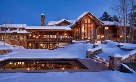 Big Cabin, Mountain Dream Homes, Winter Lodge, Montana Homes, Big Sky Montana, Ski House, Winter Cabin, Log Cabin Homes, Log Home