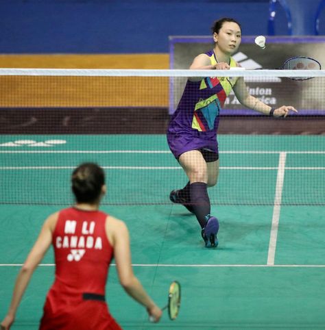 April 30 2022 - Canada's Miichelle Li beats Beiwen Zhang in a gripping women’s singles badminton final at the XXV Pan Am Championship 2022 in San Salvador Pan Am, Single Serving, Public Relations, Each Day, Badminton, Basketball Court, Photographer, Sports, San Salvador