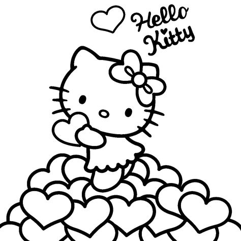 Hello Kitty Colouring Pages, Images Hello Kitty, Hello Kitty Printables, Valentines Day Coloring Page, Valentine Coloring Pages, Hello Kitty Crafts, Kitty Coloring, Hello Kitty Coloring, 강아지 그림