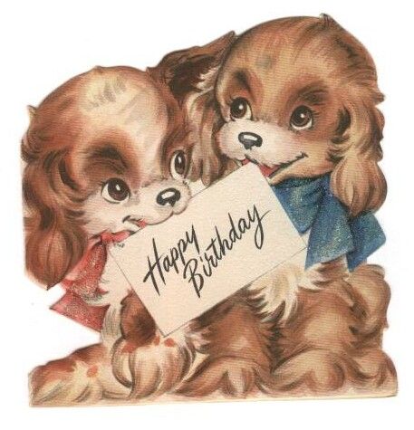 Happy Birthday Puppy, Nice Birthday Messages, Happy Birthday Wishes Pics, Birthday Wishes Pics, Happy Birthday Vintage, Postcard Vintage, Happy Birthday Greetings Friends, Dog Birthday Card, Happy Birthday Girls