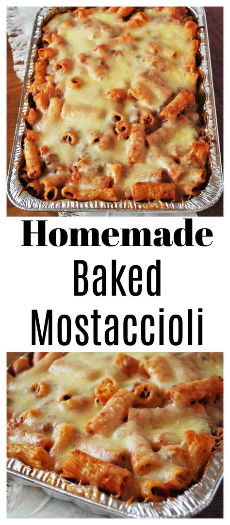 Homemade Baked Mostaccioli Homemade Mostaccioli Recipe, Mastacholli Recipe, Best Mostaccioli Recipe, Baked Mostaccioli Recipe Easy, Pasta Bakes Recipes, Baked Mostaccioli Recipe, Baked Mostaccioli, Easy Comfort Food Dinners, Best Beef Recipes