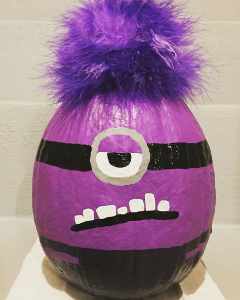 Purple Minion Pumpkin Purple Minion Pumpkin Painting, Purple Pumpkin Ideas, Purple Pumpkin Painting, Purple Pumpkin Painting Ideas, Purple Minion Pumpkin, Minion Pumpkin Painting, Pumpkin Paints, Minion Pumpkins, Minion Pumpkin Carving