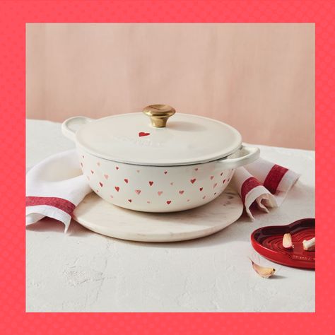 This Adorable Le Creuset Collection Couldn't Be More Perfect for Valentine's Day Spicy Vegetable Soup, Le Crueset, Induction Oven, Gold Knobs, Bakeware Set, Soup Pot, Le Creuset, Serving Piece, One Pot Meals