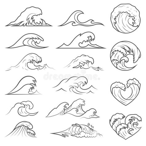 Ocean waves collection. Sea storm wave isolated. Waves, water elements set. Natu #Sponsored , #SPONSORED, #SPONSORED, #collection, #Ocean, #waves, #Sea Zee Tattoo, Tato Maori, Wave Tattoo Design, Wave Drawing, Sea Storm, Sea Tattoo, Water Tattoo, Waves Vector, Ocean Tattoos