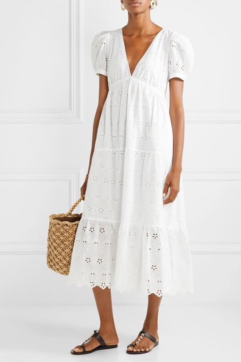 White Anglaise Midi Dress Eyelet Midi Dress, Eyelet Dress, White Eyelet, Mode Inspo, Cotton Voile, Everyday Style, Net A Porter, Look Fashion, Cotton Dresses