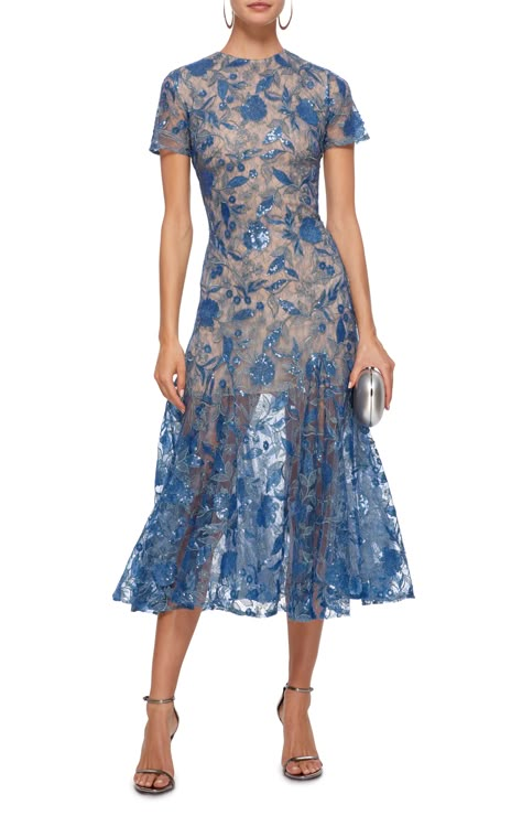 Sheer Dress Outfit Classy, Lace Fashion Dress Classy, Lace Dress Designs Classy, Lace Dress Blue, Sequin Lace Dress, Evening Midi Dress, Sheer Lace Dress, Tulle Midi Dress, Dresses Lace