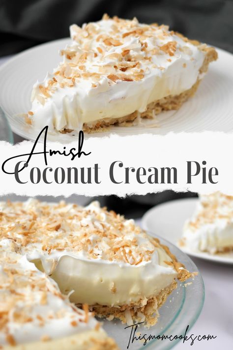 Amish Coconut Cream Pie, Amish Peach Cream Pie, Almond Cream Pie, Unusual Pies, Amish Desserts, Cornstarch Pudding, Amish Dishes, Amazing Pies, Easy Flaky Pie Crust