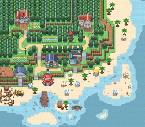 Pokemon Maps, Pokemon Towns, Pokemon Dungeon, Male Protagonist, Pokemon Rpg, Game Map, Pokemon Pixel, Village Map, Pokemon Backgrounds