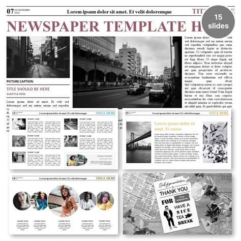 Newspaper Slide Template, Newspaper Presentation, Newspaper Powerpoint, News Presentation, Presentation Design Ideas, Formal Presentation, Newspaper Design Layout, Presentation Ideas For School, Presentation Deck