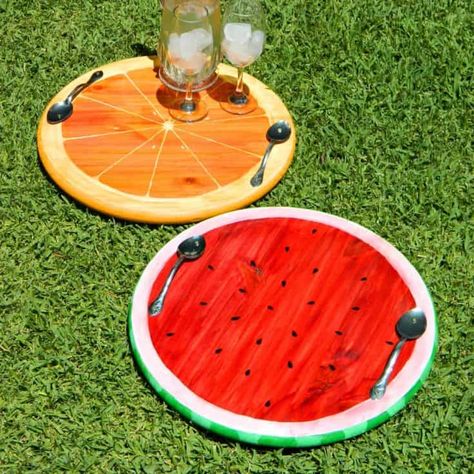 Summer Fruit Tray, Diy Serving Tray, Diy Summer Crafts, Mini Terrarium, Diy Tray, Diy Summer, Diy Holz, Cute Fruit, Fruit Tray