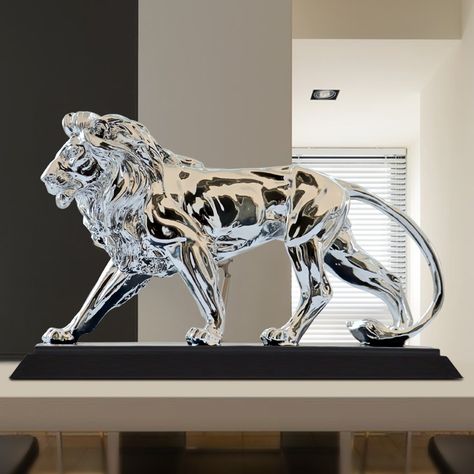 African ferocious Lion Sculpture Statue Silver domineering animal lion home furnishings decoration Swarovski Crystal Figurines, Lion Canvas, Crystal Figurines, Elegant Home Decor, Crystal Art, Sculptures & Statues, Animal Sculptures, Glass Sculpture, Black Decor