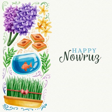 Watercolor happy nowruz day design Free ... | Free Vector #Freepik #freevector #watercolor #design #paint #celebration Happy Nowruz Iran, Happy Nuroz, Norouz Card, Norooz Crafts, Happy Norouz, Norooz Card, Nowruz Crafts, Happy Norooz, Nowruz Card