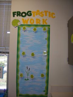 Classroom Theme Linky with a Freebie:) Frog Classroom Decorations, Frog Bulletin Boards, Frog Theme Classroom, Frogs Preschool, Frog Classroom, Inspiration Sayings, Boards Ideas, Preschool Bulletin, Teachers Classroom