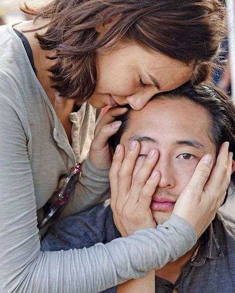 #TheWalkingDead fans, get ready to cry ALL over again. The #TWD cast and crew paid tribute to #StevenYeun with the sweetest notes. Lauren Cohan says, "You know what Steven is? He's ride or die: You know he has your back. Everything that we see in Glenn is what Steven brings to him, and that's that steady heart... And Steven's still alive! So that's good." Click the link in our bio to read stories from #NormanReedus, #AndrewLincoln and more stars. ❤️ #TWDfans : Gene Page/AMC Twd Glenn, Glen And Maggie, Glenn The Walking Dead, Glenn Y Maggie, Glenn Rhee, Steven Yeun, Walking Dead Cast, Lauren Cohan, Daryl Dixon