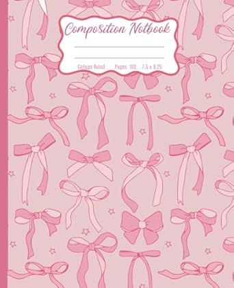 Composition Notebook Pink Coquette: Coquette Aesthetic Wide Ruled-Pink Bows Hearts Notebook Cover Composition, Coquette Notebook Cover, Coquette Notebook, Pink Coquette, Pink Bows, Composition Notebook, Notebook Cover, Pink Bow, Notebook