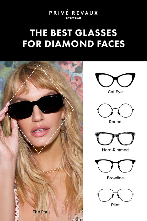 Finding frames that fit is hard. Our curated picks for diamond face shapes make it that much easier. Glasses Frames For Diamond Face Shape, Frames For Diamond Face Shape, Glasses Frames For Women Diamond Face, Best Glasses For Diamond Face Shape, Diamond Face Shape Aesthetic, Diamond Face Glasses, Diamond Face Shape Glasses, Diamond Face Shape Celebrities, Face Shape Glasses