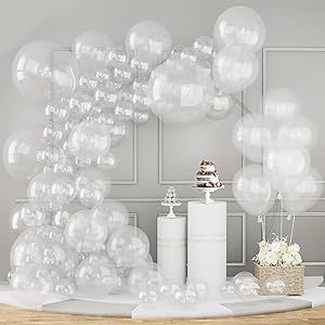 Clear And White Balloons, Bubble Balloon Arch, Clear Balloon Garland, Clear Balloon, Qualatex Balloons, Decorations For Party, Transparent Balloons, Bubble Party, Balloons Decorations