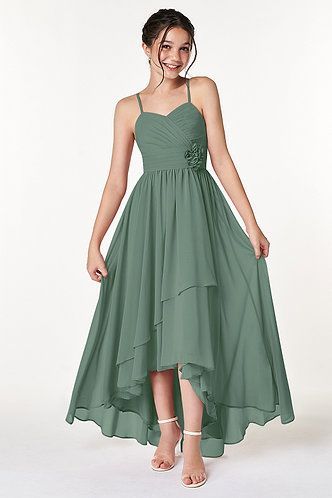 Eucalyptus Junior Bridesmaid Dresses | Azazie Young Bridesmaid Dresses, Bridesmaid Dresses Separates, Simple Long Dress, Junior Girl Dresses, Maternity Bridesmaid Dresses, Bridesmaid Dresses Azazie, Dark Green Dress, Bridesmaid Dressing Gowns, Junior Bridesmaid Dress