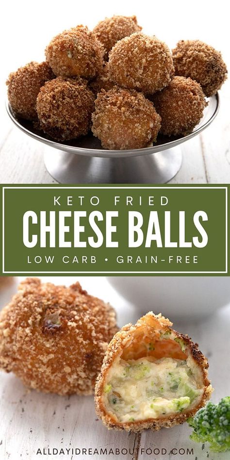 Gooey melty keto fried cheese balls in a crispy grain-free crust. These delicious little broccoli cheese bites are a perfect keto appetizer for game day. Or any day! Savory Keto Recipes, Keto Fried Cheese, Keto Party Food, Fried Cheese Balls, Broccoli Cheese Bites, Keto Broccoli, Fried Cheese, Keto Appetizers, Low Carb Appetizers